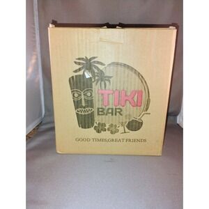 Tiki Lin Ceramic Hawaiian Tiki Mugs Bar Set,  Metal straws, And Cleaning Brush
